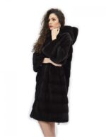 Coat 104cm fur cap 52 horizontal mink aurora drawstring - Image 3