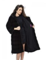 Coat 104cm fur cap 52 horizontal mink aurora drawstring - Image 7