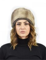 Шапка небольшие норки и шерсть голубой ирис с резинкой — изображение 3