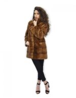 50 Giacca 81 centimetri colore gold pelliccia visone pelle intera orizzontale