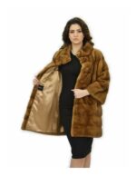 Nerzfellmantel 46 Gold Vollhaut Verarbeitungsärmel 3/4 82 cm – Bild 7