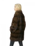 Cappotto pelliccia visone 84 centimetri demi taglia 44 collo pistagna manica 3/4
