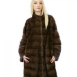 Cappotto scanbrown pelliccia visone 48 orizzontale collo pistagna 100 cm