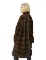 Cappotto scanbrown pelliccia visone 48 orizzontale collo pistagna 100 cm