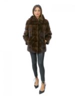 Jacket 70 cm horizontal mink size 52 fur hood scanbrown - Image 5