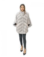 Pelliccia visone taglia 50 zaffiro mantella lungo 72 centimetri pistagna donna