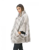 Pelliccia visone taglia 50 zaffiro mantella lungo 72 centimetri pistagna donna