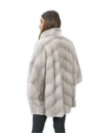 Pelliccia visone taglia 50 zaffiro mantella lungo 72 centimetri pistagna donna