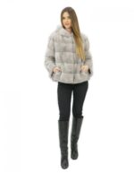 Horizontal mink sapphire fur 50 hood lined fur long sleeve pockets - Image 5