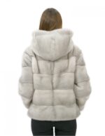 Horizontal mink sapphire fur 50 hood lined fur long sleeve pockets - Image 6
