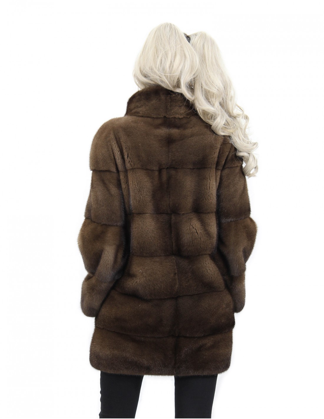 Jacket demi buff size 50 horizontal mink fur with Korean collar sleeve 3/4 - Image 6