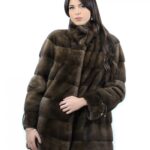 Giacca 80 cm tasche a boccale colore mogano taglia 54 colore scanbrown coulisse sui polsi collo pistagna