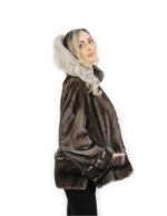 2 Giacca pelliccia blulight 48 di visone pelle intera manica lunga collo pistagna bottone al collo