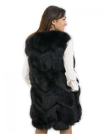 Gilet di pelliccia di volpe nero taglia 48 con pelle scamosciata e chiusura ganci
