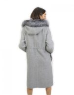 Graue Wollkaschmalzjacke Größe 46 mit Fuchsumrand kapuzierter Kapuze und Reißverschluss – Bild 7