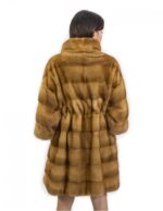 Cappotto pelliccia visone 46 gold manica 3/4 lungo 90 cm tasche esterne