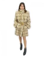 Cappotto luppon sun braschi 44 beige lungo 90 cm con bottoni collo coreana e cintura