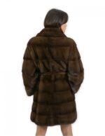 Pelzmantel 90 cm lang Größe 46 Nerz mit äußerem Pelzgürtel und Reverskragen – Bild 6