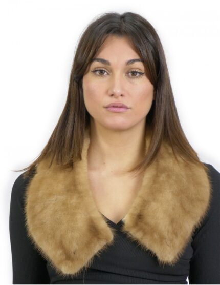 Collo gold in pelliccia di visone con fodera beige pelle intera tondo
