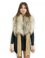 Fox fur stole beige humeral neckline with scarf to fasten accessory - Image 3