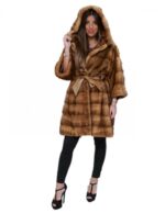 Mantel 46 horizontaler Honignerz mit Kapuze Kimono Modell mit Gürtel – Bild 5
