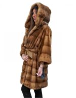 Mantel 46 horizontaler Honignerz mit Kapuze Kimono Modell mit Gürtel – Bild 3