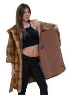 Mantel 46 horizontaler Honignerz mit Kapuze Kimono Modell mit Gürtel – Bild 7