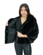 Короткая черная куртка из горизонтального норкового меха 42 рукава 3/4 капюшона внешние карманы — изображение 7