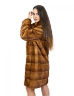Cappotto pelliccia 44 visone gold 91 centimetri orizzontale con pistagna tasche esterne