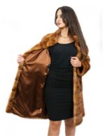 Cappotto pelliccia 44 visone gold 91 centimetri orizzontale con pistagna tasche esterne