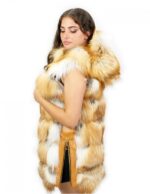 Gilet volpe colore naturale 54 chiusura zip cappuccio tasche esterne zip laterali