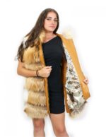 Gilet volpe colore naturale 54 chiusura zip cappuccio tasche esterne zip laterali