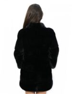 Visone orizzontale cappotto 74 cm nero 46 manica tre quarti con tasche esterne e ganci