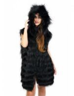 Gilet volpe colore nero 50 chiusura zip cappuccio tasche esterne zip laterali