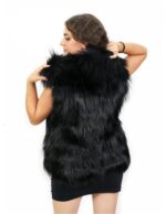 Gilet volpe colore nero 44 chiusura zip cappuccio pelle e pelliccia tasche esterne