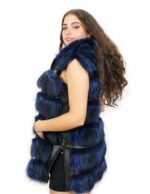 Fox vest blue color 44 zip closure hood external pockets side zip - Image 3