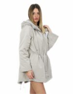 Cappotto 50 reversibile zaffiro intero e tessuto impermeabile zip manica lunga lungo 86 cm