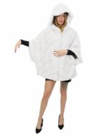 Pelliccia visone taglia 44 bianco mantella lungo 72 centimetri cappuccio donna