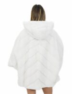 Pelliccia visone taglia 44 bianco mantella lungo 72 centimetri cappuccio donna