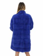 Cappotto 92 centimetri visone orizzontale pervinca 50 con tasche esterne e chiusura ganci