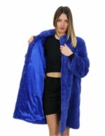 Cappotto 92 centimetri visone orizzontale pervinca 50 con tasche esterne e chiusura ganci