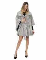 Mink cape sapphire 46 full leather belt matching waist pistagna neck external pockets - Image 5