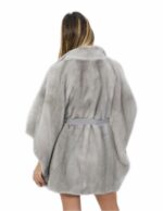 Mink cape sapphire 46 full leather belt matching waist pistagna neck external pockets - Image 6
