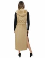 Smanicato cammello lungo in cashmere 48 con cintura chiusura ganci e tasche esterne