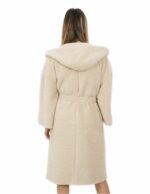 High quality beige cashmere coat 44 with hood and external pockets - Image 6