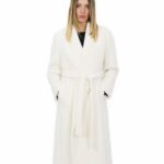 Cappotto 46 colore bianco lungo 130 centimetri collo sciallato in cashmere di alta qualita e tasche esterne