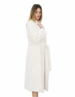 Cappotto 46 colore bianco lungo 130 centimetri collo sciallato in cashmere di alta qualita e tasche esterne