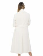Cappotto 46 colore bianco lungo 130 centimetri collo sciallato in cashmere di alta qualita e tasche esterne
