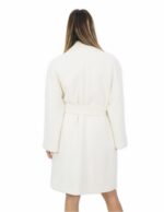 Cappotto 52 colore bianco lungo 100 centimetri collo sciallato in cashmere di alta qualita e tasche esterne