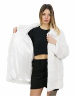 Giacca visone bianco ottico 46 davanti orizzontale dietro intera pistagna manica 3/4